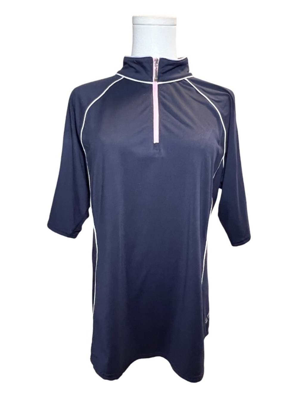 EUC Jofit navy quarter zip athletic top with pink zipper | size L